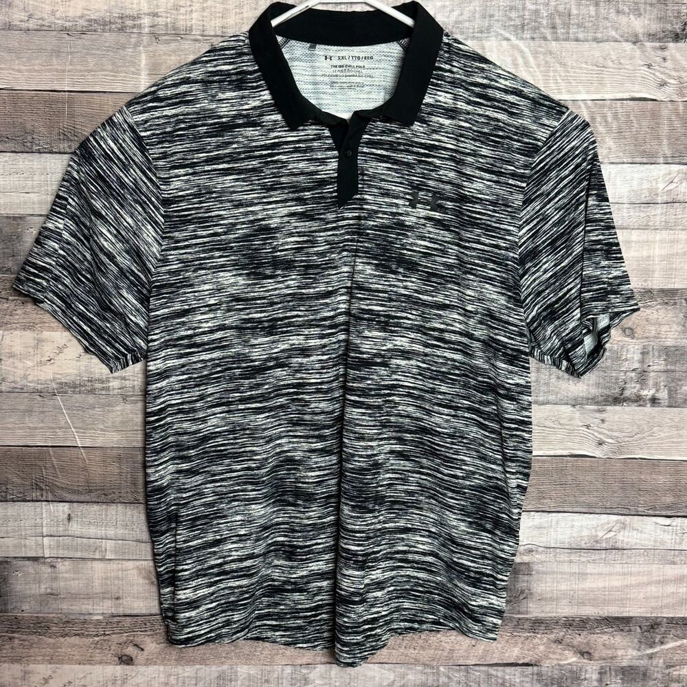 Under Armour Mens Iso Chill Performance Polo Shirt 2XL Black Camo Preppy